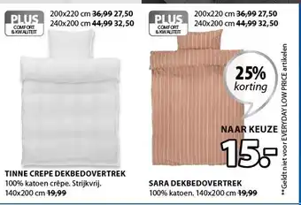 Jysk Tinne Crepe Dekbedovertrek of Sara Dekbedovertrek aanbieding