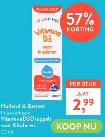 Holland & Barrett Vitamine D3 Druppels voor Kinderen aanbieding