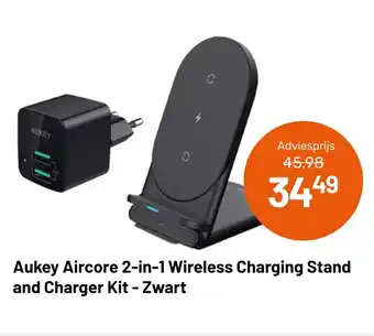 Kamera Express Aukey Aircore 2-in-1 Wireless Charging Stand and Charger Kit - Zwart aanbieding