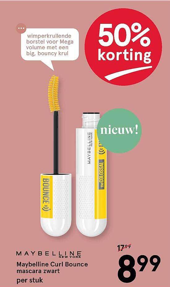 Maybelline Curl Bounce Mascara Zwart 50 Korting aanbieding bij Etos
