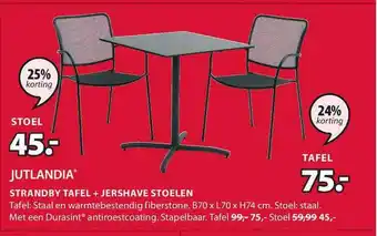 Jysk Jutlandia Strandby Tafel + Jershave Stoelen 24% - 25% Korting aanbieding