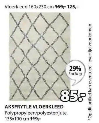 Jysk Aksfrytle Vloerkleed 29% Korting aanbieding