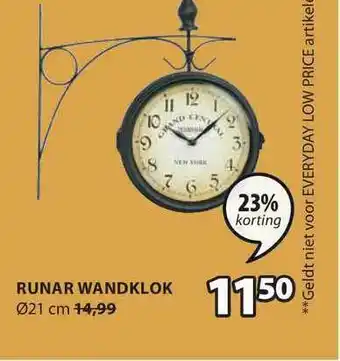 Jysk Runar Wandklok 23% Korting aanbieding