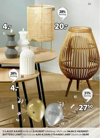 Jysk Laust Kaars, Albert Tafellamp, Herbert Batterij Lamp Of Dani Staande Lamp 20% - 31% Korting aanbieding