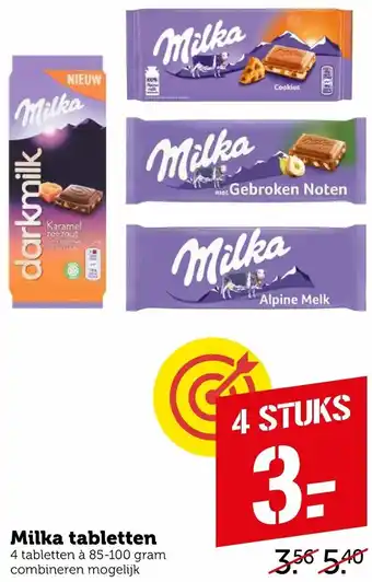 Coop Milka tabletten 85-100g aanbieding