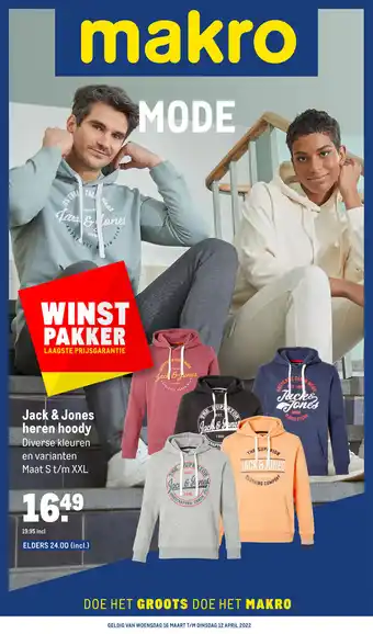 Makro Jack & Jones heren hoody maat S t/m XXL aanbieding