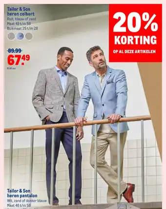 Makro Tailor Son heren colbert maat 48 t/m 58 aanbieding