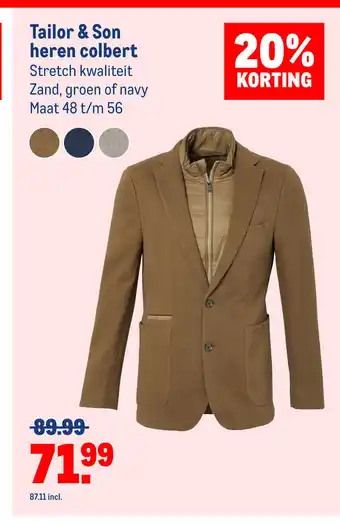 Makro Tailor & Son heren colbert maat 48 t/m 56 aanbieding