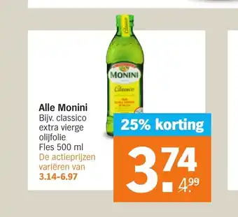 Albert Heijn Monini Classico extra vierge olijfolie fles 500 ml aanbieding