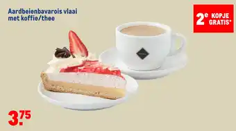 Makro Aardbeienbavarois vlaai met koffie/thee aanbieding