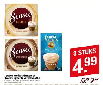 Coop Senseo melkvarianten of Douwe Egberts verwenkoffie aanbieding