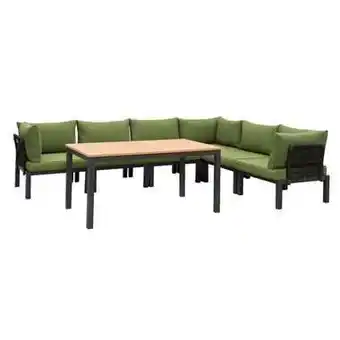 Leen Bakker Le Sud modulaire loungeset Ardeche met kussens Brest - Donkergroen - 7-delig aanbieding