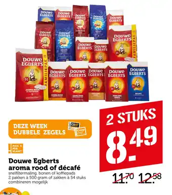 Coop Douwe Egberts aroma rood of décafé aanbieding