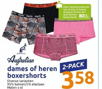 Action Australian Dames of heren boxershorts aanbieding