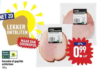 ALDI Gerookte of gegrilde achterham 125g aanbieding