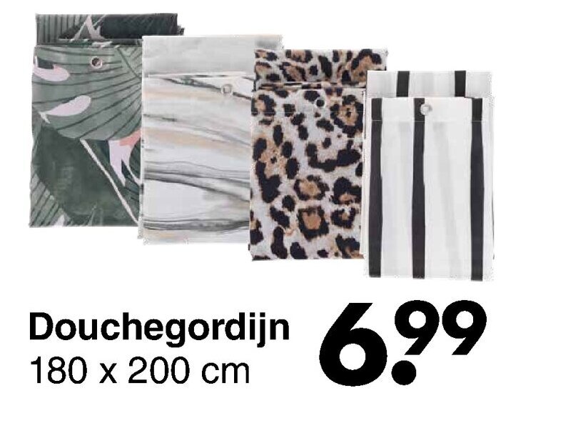 Douchegordijn 180 x 200cm aanbieding bij Wibra