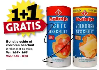 Hoogvliet Bolletje echte of volkoren beschuit aanbieding