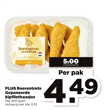 PLUS PLUS Boerentrots Gepaneerde kipfilethaasjes 400gr aanbieding