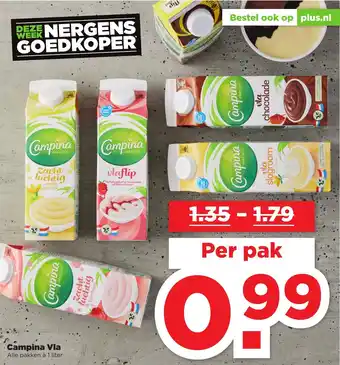 PLUS Campina Vla 1L aanbieding