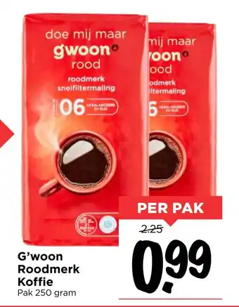 Vomar Voordeelmarkt G'woon Roodmerk Koffie aanbieding