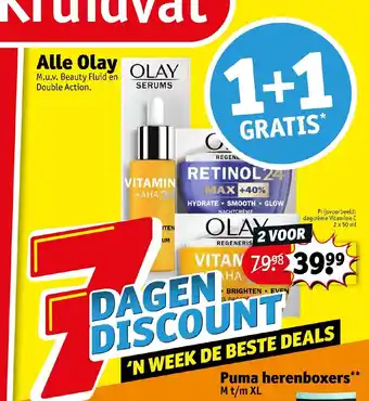 Kruidvat Alle Olay dagcreme Vitamine C 2 x 50 ml aanbieding