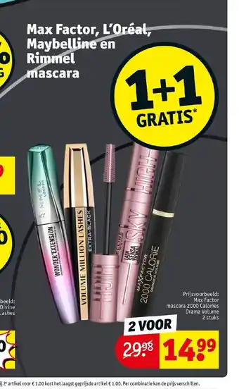 Kruidvat Max Factor, L'Oreal, Maybelline en Rimmel mascara aanbieding