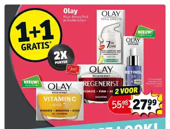 Kruidvat Olay dagcreme Total Effects Parfumvrij 2 x 50 ml aanbieding