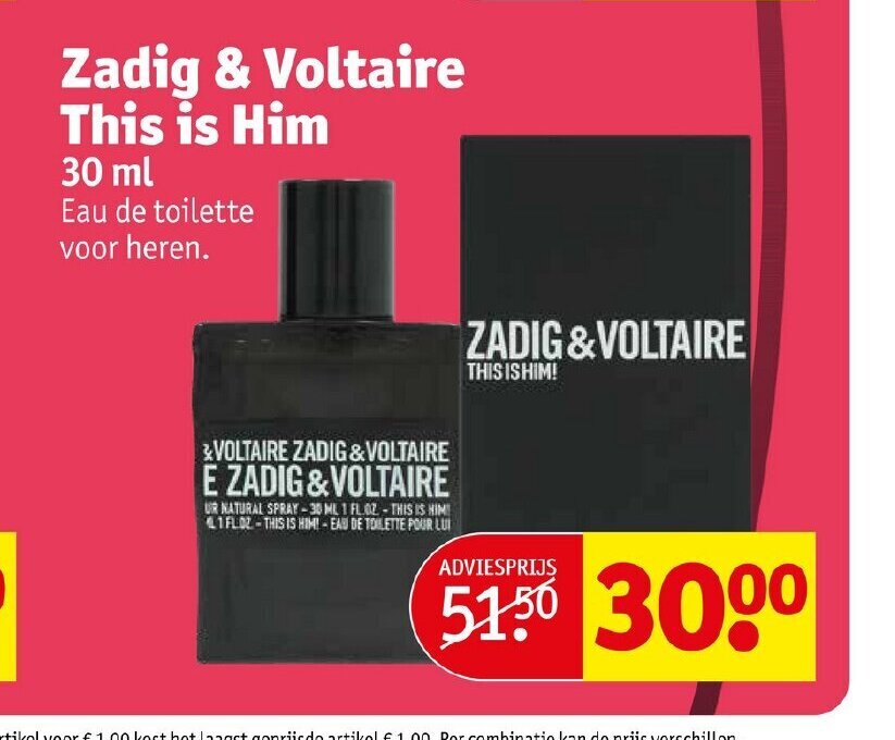 Zadig & Voltaire This is Him 30 ml aanbieding bij Kruidvat