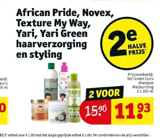 Kruidvat African Pride, Novex, Texture My Way, Yari, Yari Green haarverzorging en styling aanbieding