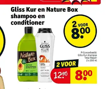 Kruidvat Gliss Kur en Nature Box shampoo en conditioner aanbieding