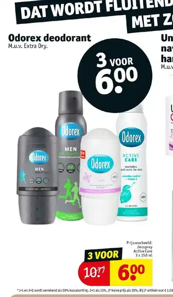 Kruidvat Odorex deodorant deospray Active Care 3 x `50 ml aanbieding