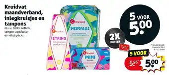 Kruidvat Maandverband inlegkruisjes en tampons 5 x 32 stuks aanbieding