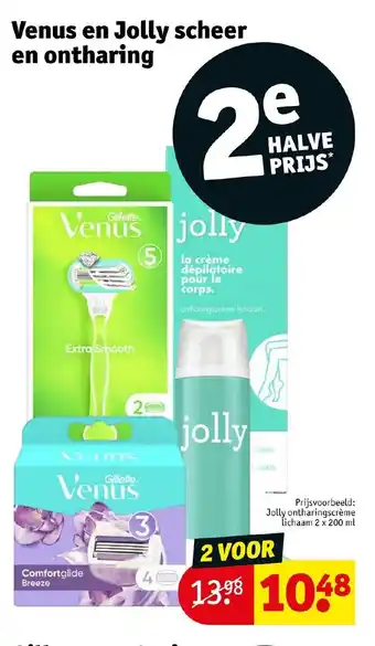 Kruidvat Venus en Jolly scheer en ontharing 2 x 200 ml aanbieding