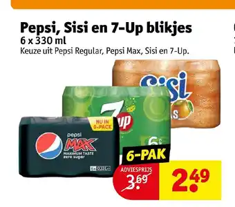 Kruidvat Pepsi, Sisi en 7-Up blikjes 6 x 330 ml aanbieding