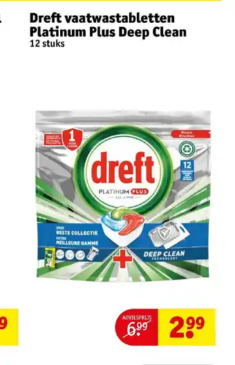 Kruidvat Dreft vaatwastabletten Platinum Plus Deep Clean 12 stuks aanbieding