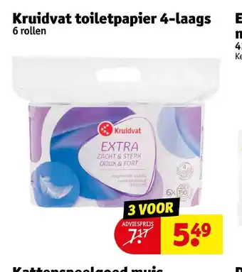 Kruidvat Toiletpapier 4-laags 6 rollen aanbieding