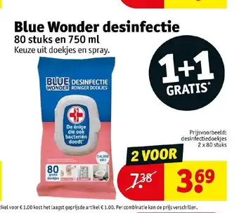 Kruidvat Blue Wonder desinfectie 80 stuks en 750 ml aanbieding