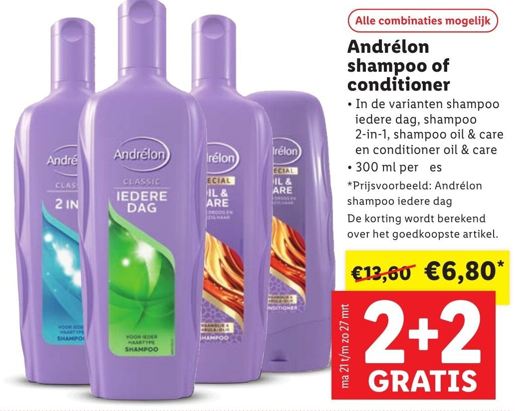 Andrelon shampoo of conditioner aanbieding bij Lidl