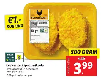 Lidl Krokante kipschnitzels 500g aanbieding