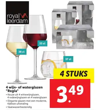 Lidl 4 Wijn- of waterglazen regia aanbieding