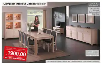 Woonsquare Compleet Interieur Carlton Wit Eiken TV-Audio-HiFi-Dressoir, Eetkamertafel Of Salontafel aanbieding