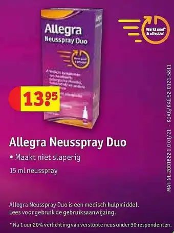 Kruidvat Allegra Neusspray Duo 15ml aanbieding