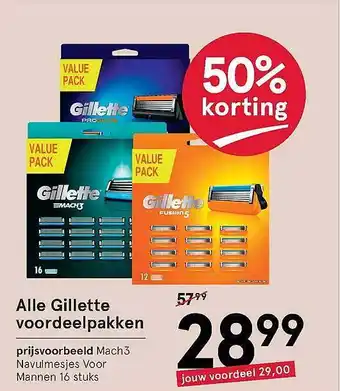 Etos Alle Gillette Voordeelpakken 50% Korting aanbieding