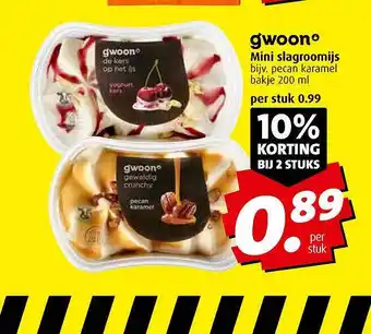 Boni Gwoonº Mini Slagroomijs 10% Korting Bij 2 Stuks 200ml aanbieding