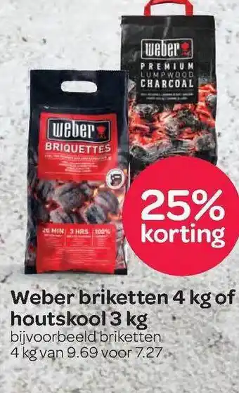 Spar Weber Briketten 4 Kg Of Houtskool 3 Kg 25% Korting aanbieding