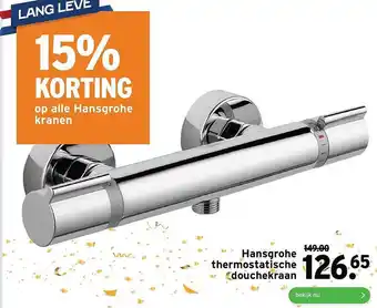 GAMMA Hansgrohe Thermostatische Douchekraan 15% Korting aanbieding