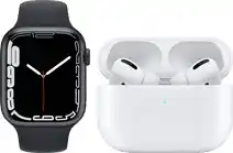 Coolblue Apple Watch Series 7 45mm Middernacht Aluminium Middernacht Sportband + Apple AirPods Pro aanbieding