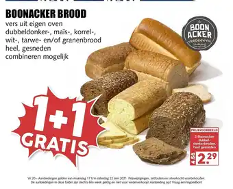 MCD Supermarkt Boonacker Brood 1+1 Gratis aanbieding