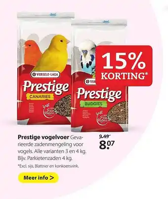 Boerenbond Prestige Vogelvoer 15% Korting aanbieding