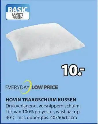 Jysk Hovin Traagschuim Kussen 40x50x12 cm aanbieding